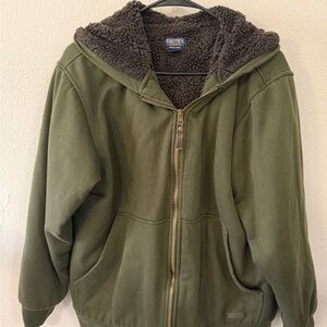 SMITH Olive Green Hooded Sherpa-Lined Zip Jacket